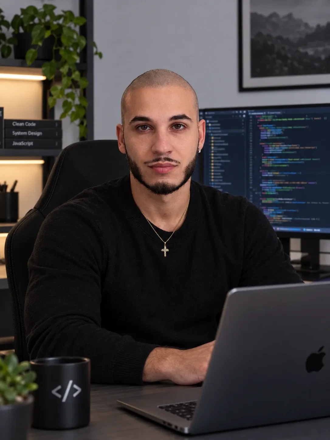 Alex, fondatore di Aladev, alla sua scrivania